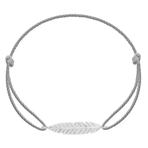 Bransoletka Pióro srebrne na grubym srebrnym sznurku premium
