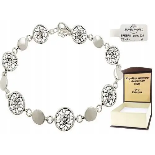 Bransoletka Srebrna 925 Cyrkonie Swarovski +grawer, kolor szary