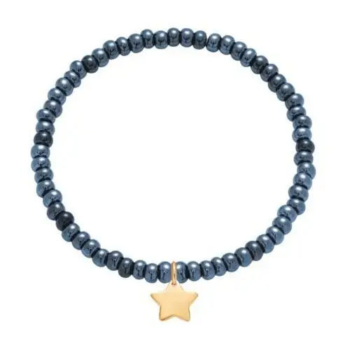 Bransoletka z pozłacaną gwiazdką na kryształowych opalizowanych granatowych koralikach, kolor niebieski