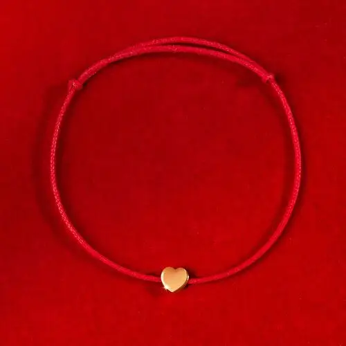 Bransoletka z sercem Etincelle ze złota próby 585 na cienkim czerwonym sznurku