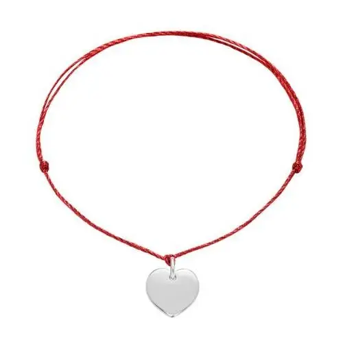 Bransoletka ze srebrnym sercem na cienkim czerwonym sznurku premium