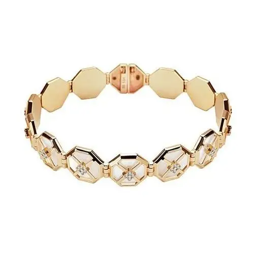Bransoletka złota z masą perłową i cyrkoniami - art deco Art deco - biżuteria yes