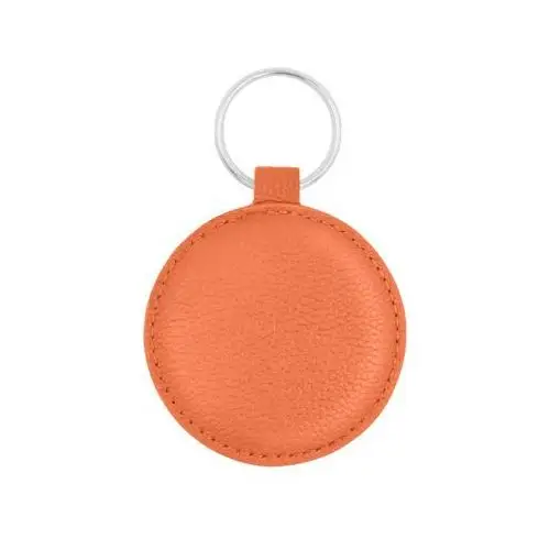 Brelok medalik pomarańczowy z okuciem w srebrnym kolorze