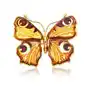 Broszka srebrna pozłacana motyl z bursztynem Big Butterfly Love, kolor pomarańczowy Sklep