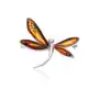 Broszka srebrna ważka z bursztynem mini Dragonfly, kolor pomarańczowy Sklep
