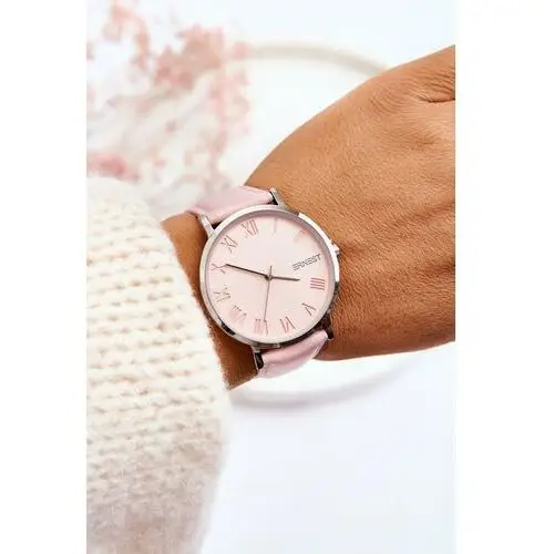 Damski analogowy zegarek na pasku ernest różowy Butosklep