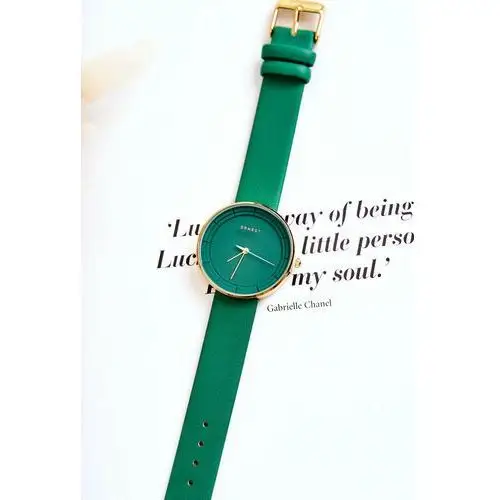 Damski skórzany analogowy zegarek bez niklu ernest zielony Butosklep