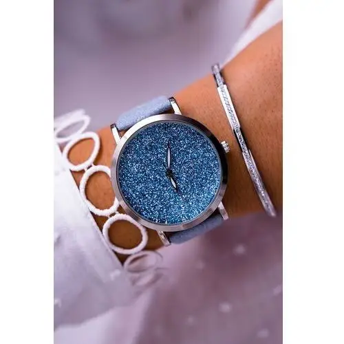 Butosklep Damski zegarek ernest z brokatem błękitny tiguan