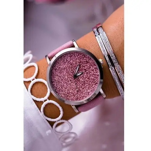 Butosklep Damski zegarek ernest z brokatem różowy tiguan
