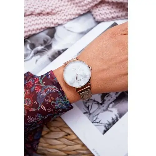 Butosklep Damski zegarek gg luxe różowe złoto biała tarcza bemas