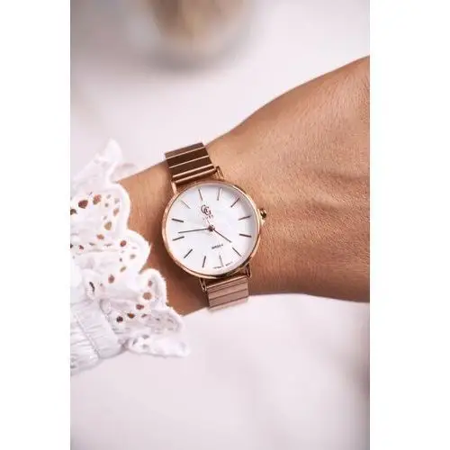 Damski Zegarek GG Luxe Różowe Złoto Perłowa Tarcza