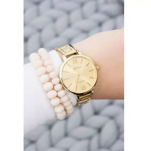 Damski złoty stylowy zegarek z bransoletą Butosklep