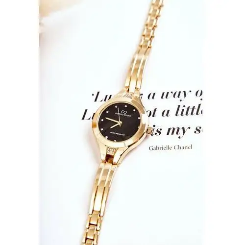 Butosklep Giorgio & dario złoty damski zegarek na bransolecie z czarną tarczą pisento