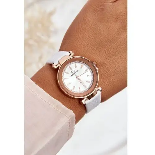 Klasyczny Skórzany Damski Zegarek Giorgio&Dario Biały