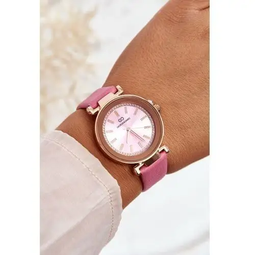 Klasyczny skórzany damski zegarek giorgio&dario różowy Butosklep