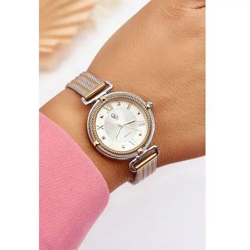 Butosklep Wodoodporny damski zegarek z bransoletą mesh gg luxe złoto-srebrny