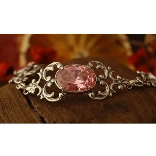 CAMPO - srebrna bransoletka z różowym kryształem, kolor różowy