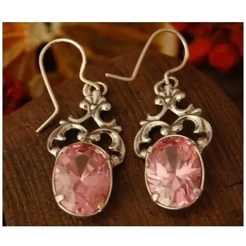 CAMPO - srebrne kolczyki z różowym kryształem, kolor różowy