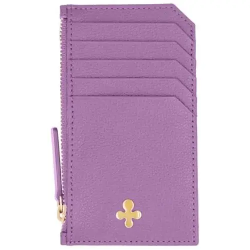 Card holder skórzany w kolorze fioletowym