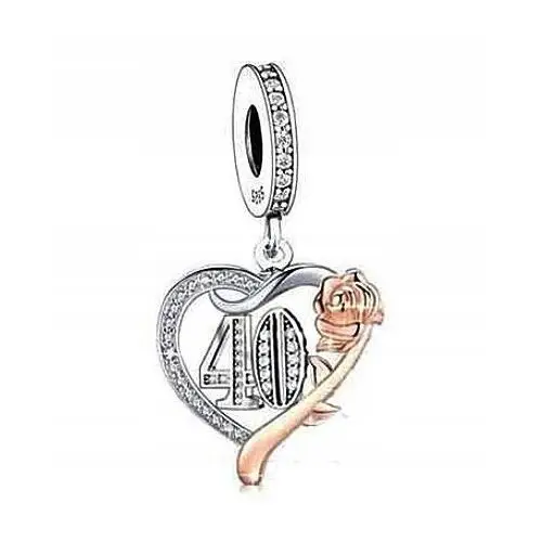 Charms Charms Srebrny Na 40 Urodziny Serce Róża Srebro 925