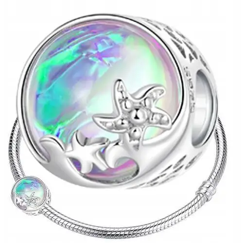 Charms Kryształ ocean srebro S925 koralik beads, kolor czerwony