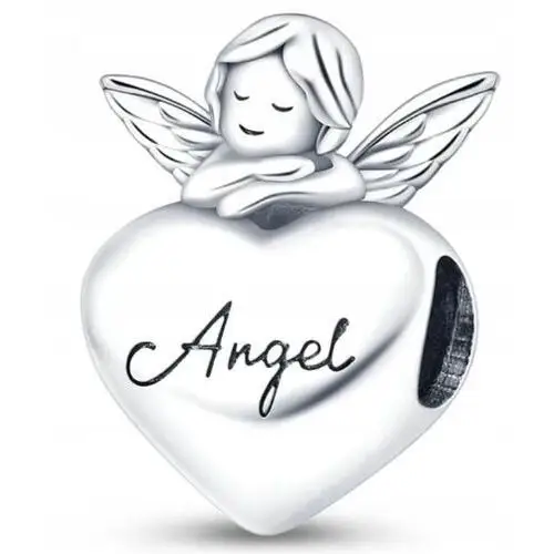 Charms Serce Anioł Stróż Aniołek Love Angel Zawieszka Koralik Srebro 925