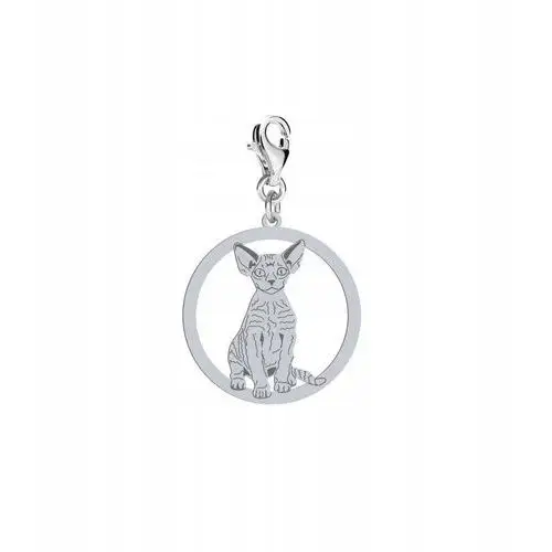 Charms Srebrny z Kotem Devon Rex 925 Biżuteria Dedykacja