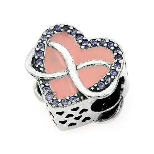 Charms srebrny beads do bransoletki z różową emalią, SZA_2079_925