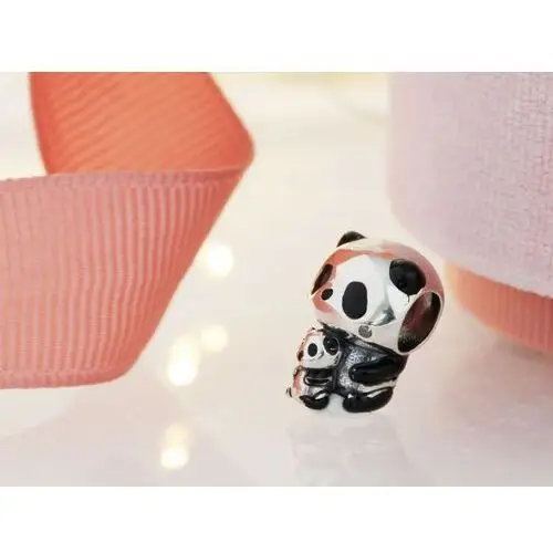 Charms srebrny dwa misie Panda mama i dziecko do bransoletki 3