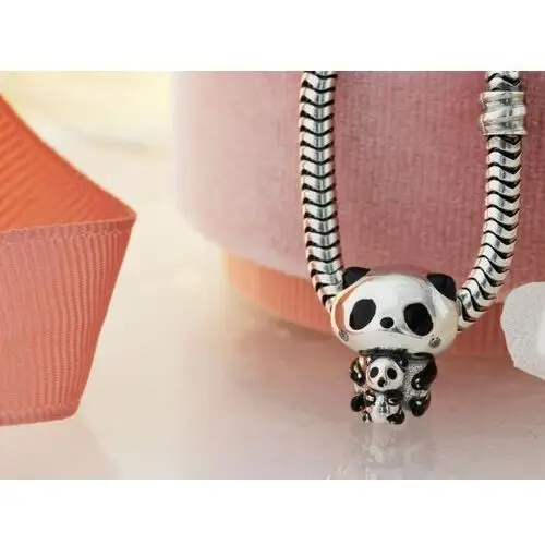 Charms srebrny dwa misie Panda mama i dziecko do bransoletki 2