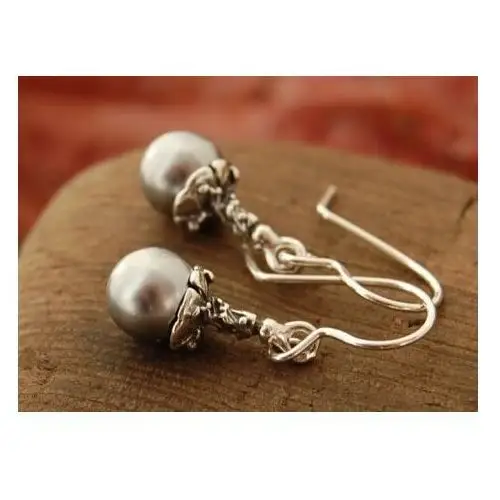 CUTOLO - srebrne kolczyki z szarymi perłami
