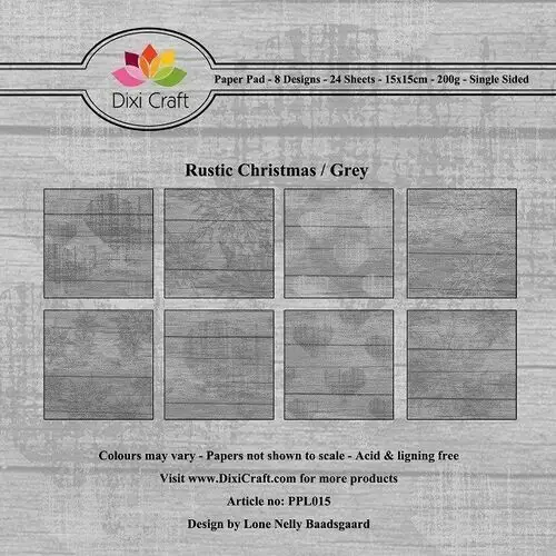 Dixi craft Zestaw papierów 15x15cm rustic christmas grey boże narodzenie