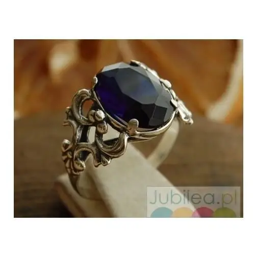 DOMINGO - srebrny pierścionek z szafirem, kolor szary