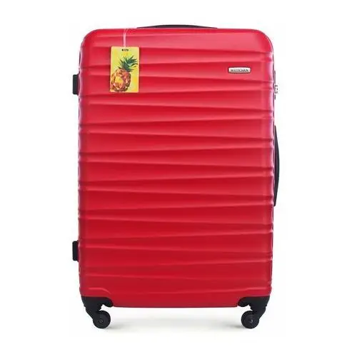 Duża walizka z ABS - u z identyfikatorem czerwona