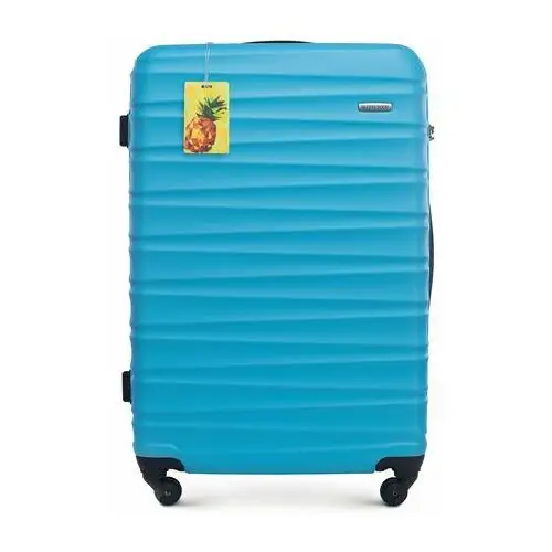 Duża walizka z ABS - u z identyfikatorem niebieska