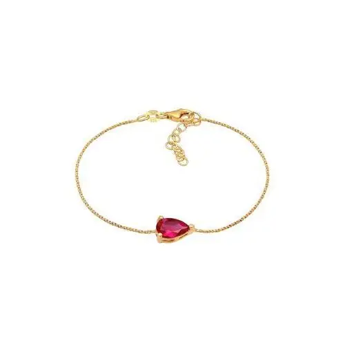 Elli Elli Bransoletka Damski wisior kropla z syntetycznym rubinem czerwonym w pozłacanym srebrze próby 925 Sterling Silver armband 1.0 pieces