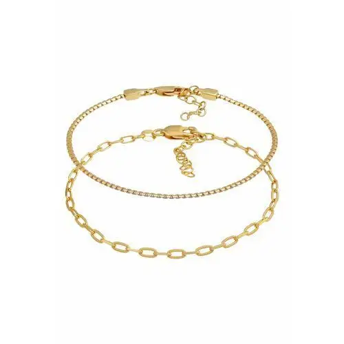Elli Elli Bransoletka Damski Zestaw bransoletek Gruby Okrągły Owalny Podstawowy regulowany w srebrze 925 Sterling Silver armband 1.0 pieces
