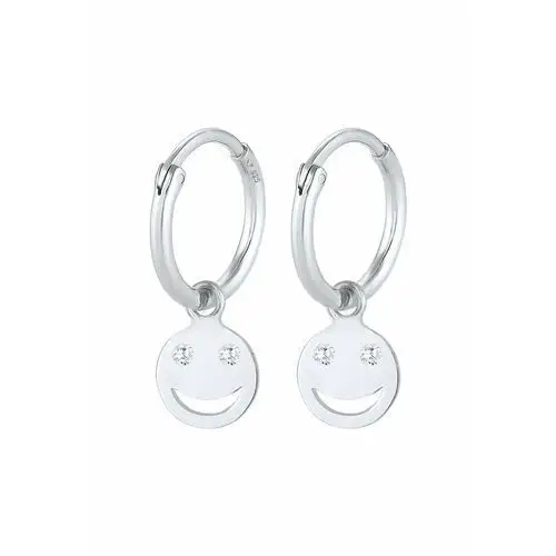 Elli Elli Kolczyki Damskie kreole Smiley Trend z kryształami cyrkonii w pozłacanym srebrze 925 Sterling Silver ohrring 1.0 pieces