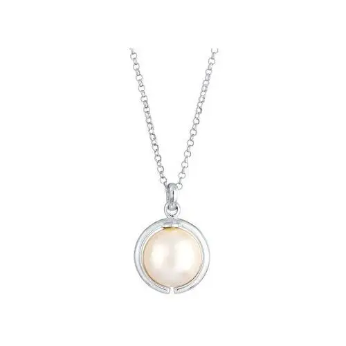 Elli Elli Naszyjnik Damski klasyczny okrągły wisiorek z syntetyczną perłą w srebrze próby 925 Sterling Silver halskette 1.0 pieces