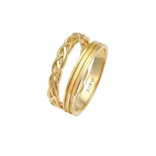 Elli pierścień damska podwójna obrączka duo set basic wakrocz węzeł trend w srebrze 925 sterling silver ring 1.0 pieces Elli