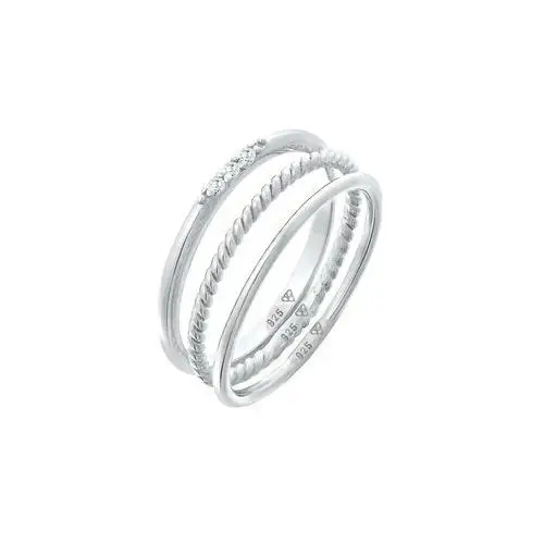 Elli pierścień damski do łączenia basic zestaw 3 częściowy z kryształami cyrkonii w srebrze 925 sterling silver ring 1.0 pieces Elli