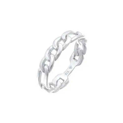 Elli Elli Pierścień Damski pierścionek z łańcuszkiem Figaro Linki Design Chunky Trend w pozłacanym srebrze 925 Sterling Silver ring 1.0 pieces