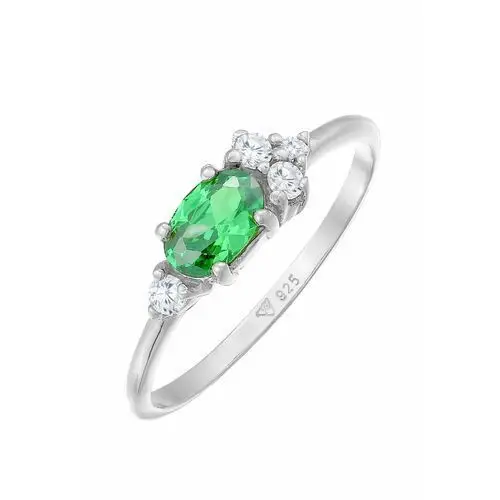 Elli Elli Pierścień Damski pierścionek zaręczynowy Ekstrawagancki zielony z kryształami cyrkonii w srebrze próby 925 Sterling Silver ring 1.0 pieces