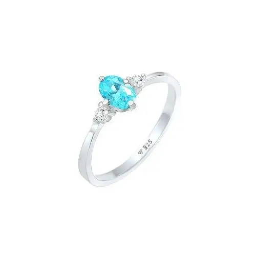 Elli elli pierścień damski soliter blue oval zaręczynowy z kryształami cyrkonii w srebrze 925 sterling silver ring 1.0 pieces
