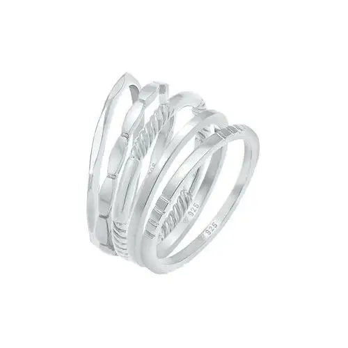 Elli elli pierścień damski zestaw pierścionków 5 częściowy w srebrze próby 925 ring 1.0 pieces