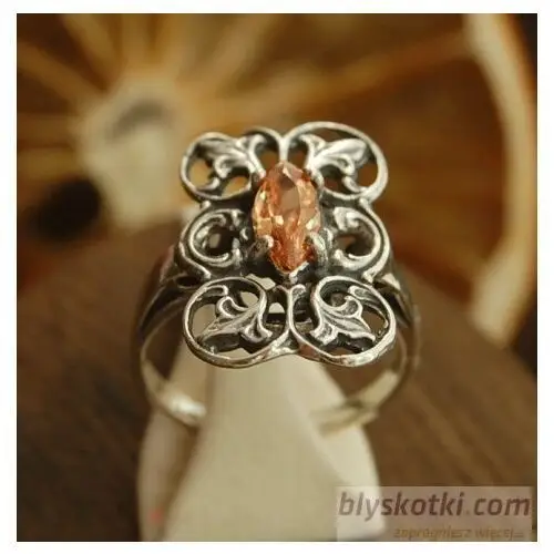 ERMITA - srebrny pierścionek z topazem złocistym