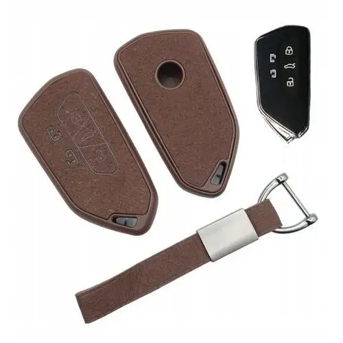 Etui pokrowiec klucz smart keyless Vw Id.buzz ID Buzz brąz Tpu zamsz