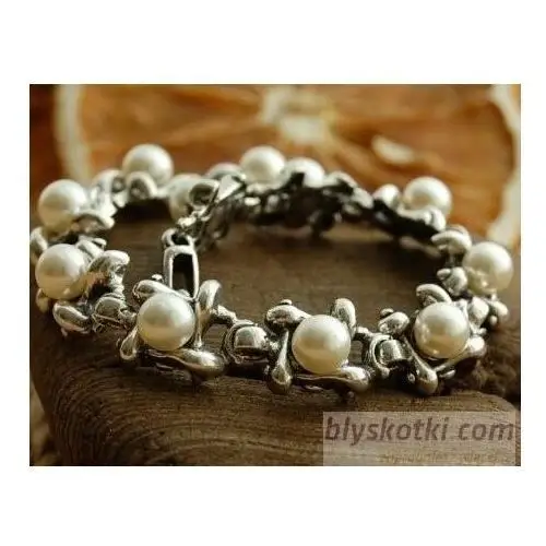 EVORA - srebrna bransoletka z perłami, kolor beżowy