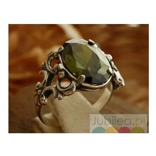 FAUNO - srebrny pierścionek z oliwinem, kolor szary