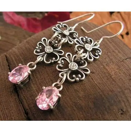 FENDI - srebrne kolczyki z różowym kryształem Svarowskiego, kolor różowy